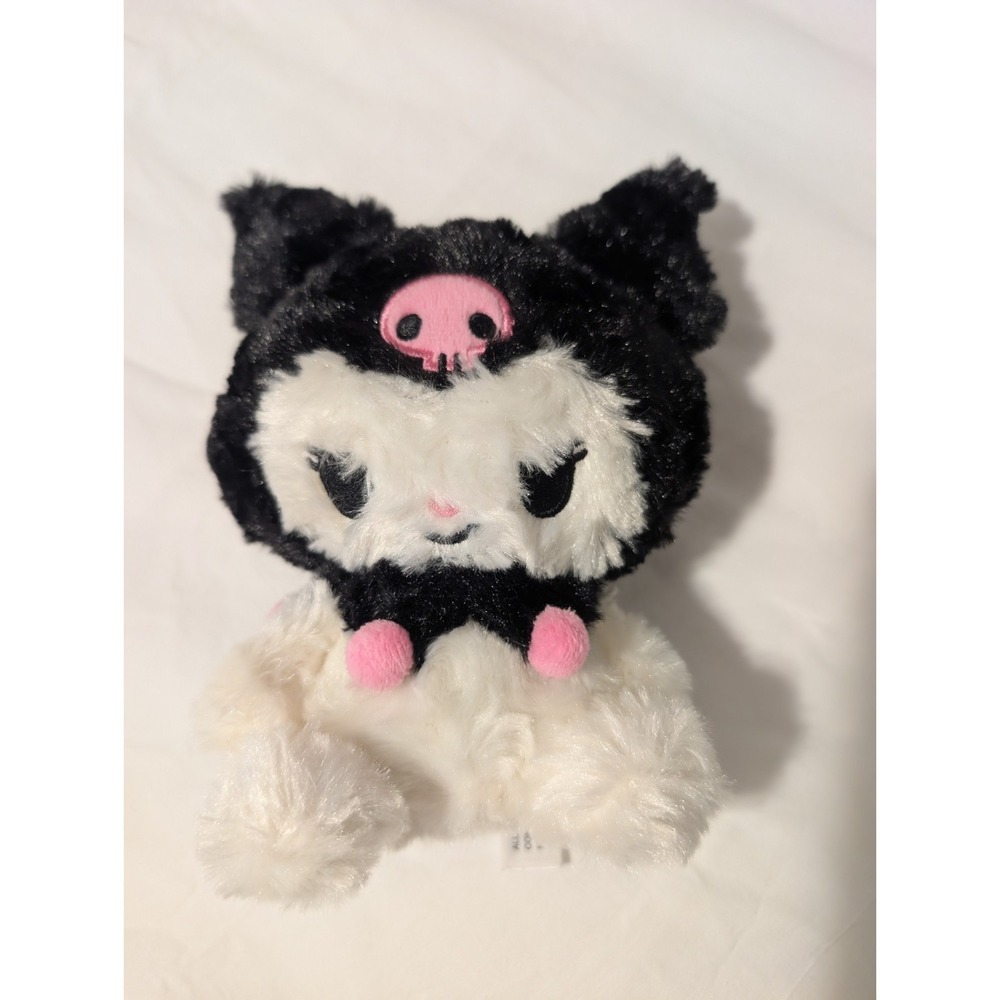 Sanrio Kuromi Plush Super Soft Fluffy 7" Black White & Pink